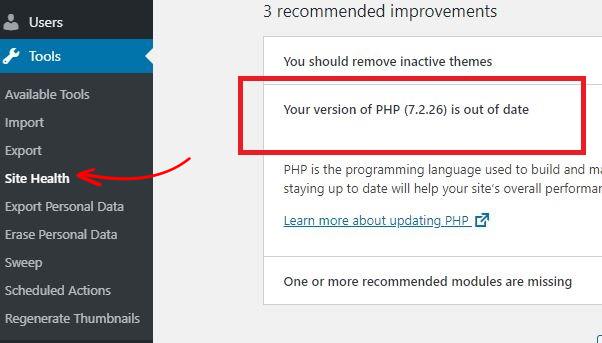 Verificación de WordPress Versión PHP