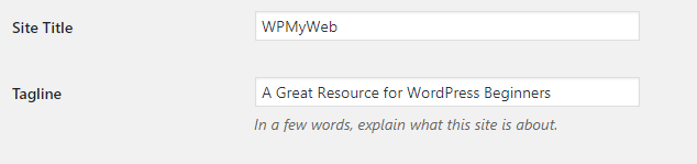 Título del sitio de WordPress y lema