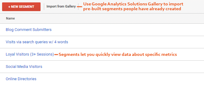 Segmentos de Google Analytics